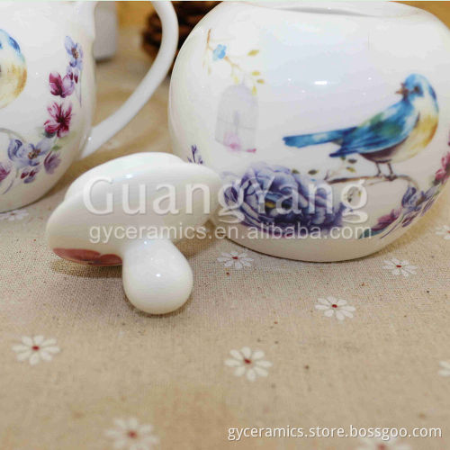 1pc Tea Pot And 1pc Sugar Potand 1pc Milk Pot Ceramic Stump Teapot